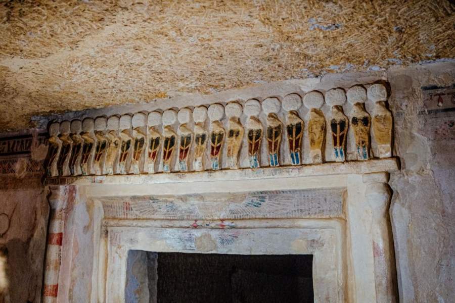 Hieroglyphs in tomb in Mountain of dead in Siwa Oasis, Egypt