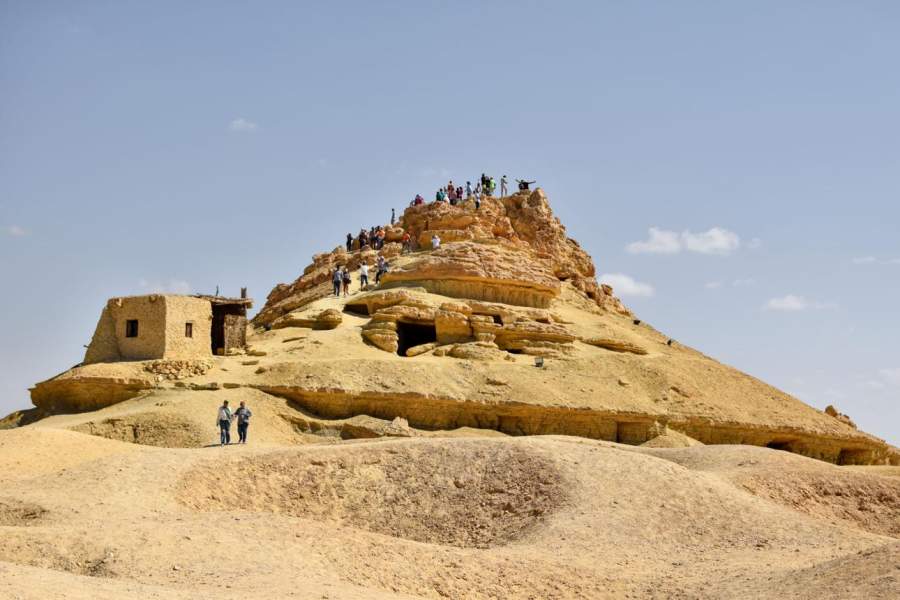 the mountain of the dead at siwa oasis egypt